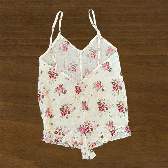 WILDFOX Intimate Romper Womens White Large Red Rose Sleepwear - Picture 5 of 10